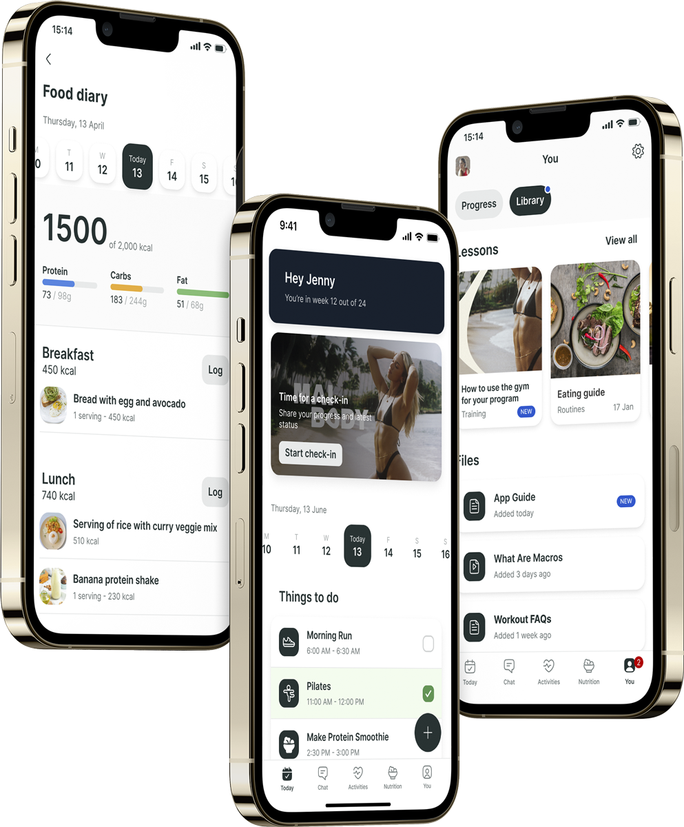 A mockup of the coaching app showcasing the features.